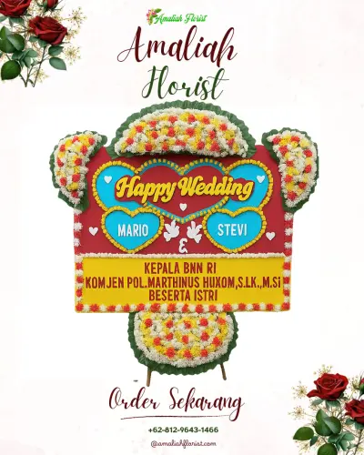 Karangan Papan Bunga Pernikahan di Jamika